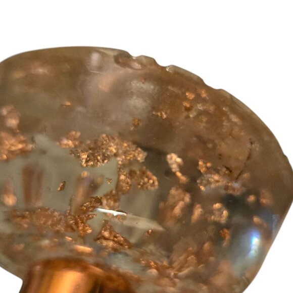 MCM Lucite Acrylic Candleholder Gold Flake Mid Century Candlestick Taper Holder - Picture 12 of 16